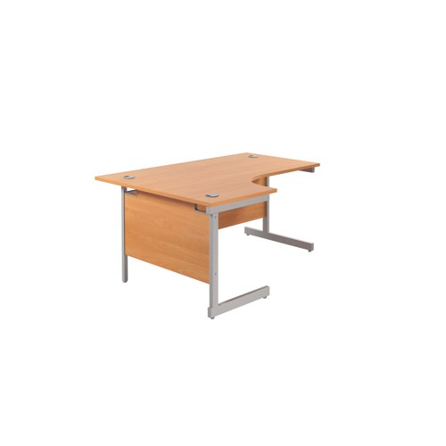 Jemini Radial Left Hand Cantilever Desk 1800x1200x730mm Beech/Silver KF801964