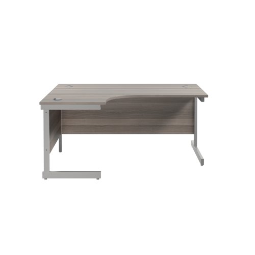 Jemini Radial Left Hand Cantilever Desk 1800x1200x730mm Grey Oak/Silver KF801970