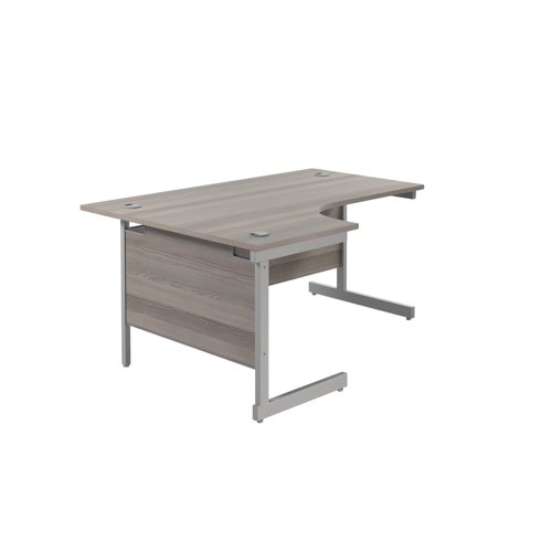 Jemini Radial Left Hand Cantilever Desk 1800x1200x730mm Grey Oak/Silver KF801970