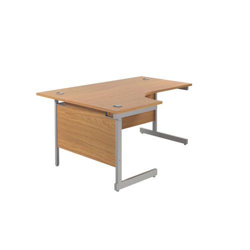 Jemini Radial Left Hand Cantilever Desk 1800x1200x730mm Nova Oak/Silver KF801986