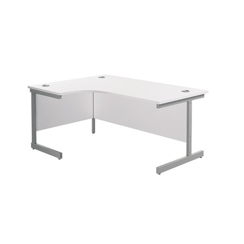 Jemini Radial Left Hand Cantilever Desk 1800x1200x730mm White/Silver KF801992
