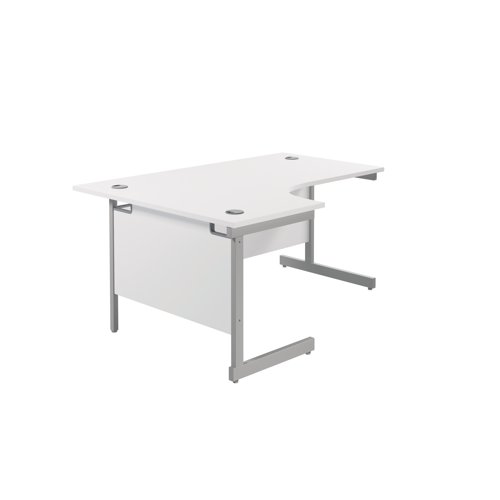 Jemini Radial Left Hand Cantilever Desk 1800x1200x730mm White/Silver KF801992 - KF801992