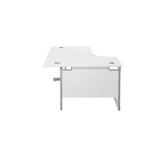 Jemini Radial Left Hand Cantilever Desk 1800x1200x730mm White/Silver KF801992