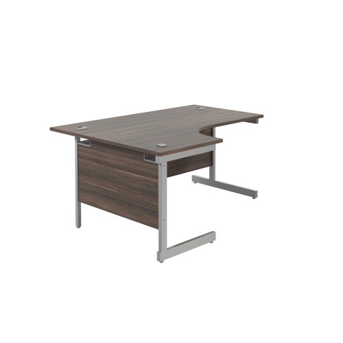 Jemini Radial Left Hand Cantilever Desk 1800x1200x730mm Dark Walnut/Silver KF802010
