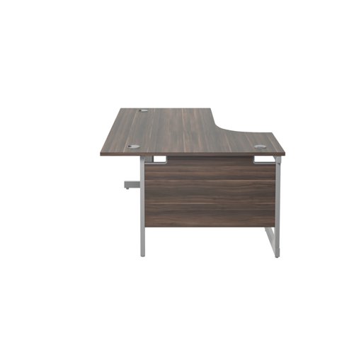 Jemini Radial Left Hand Cantilever Desk 1800x1200x730mm Dark Walnut/Silver KF802010