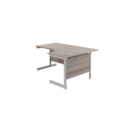 Jemini Radial Right Hand Cantilever Desk 1800x1200x730mm Grey Oak/Silver KF802039