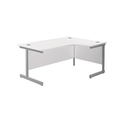 Jemini Radial Right Hand Cantilever Desk 1800x1200x730mm White/Silver KF802051
