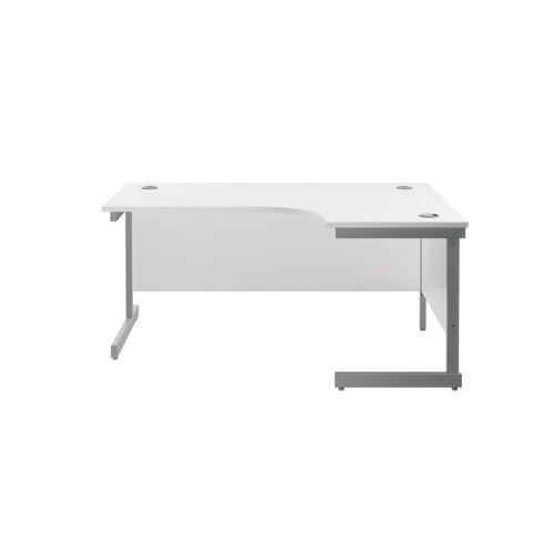 Jemini Radial Right Hand Cantilever Desk 1800x1200x730mm White/Silver KF802051