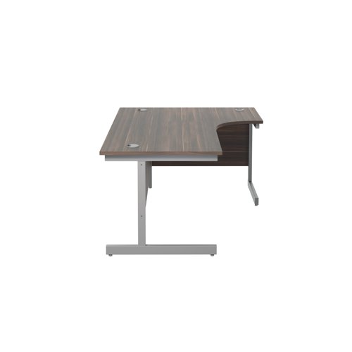 Jemini Radial Right Hand Cantilever Desk 1800x1200x730mm Dark Walnut/Silver KF802073