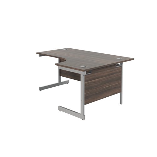 Jemini Radial Right Hand Cantilever Desk 1800x1200x730mm Dark Walnut/Silver KF802073