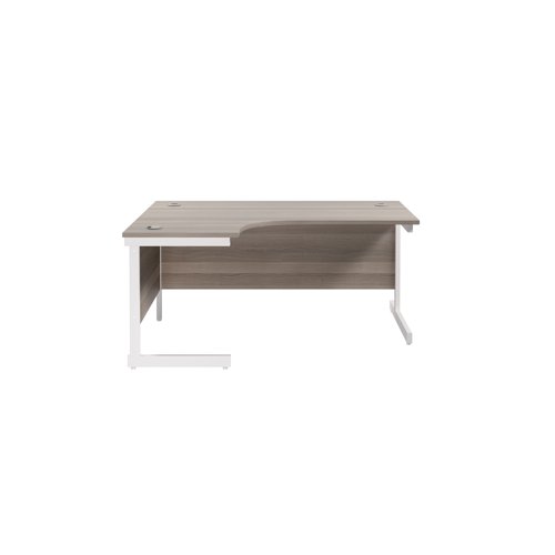 Jemini Radial Left Hand Cantilever Desk 1800x1200x730mm Grey Oak/White KF802095 Office Desks KF802095