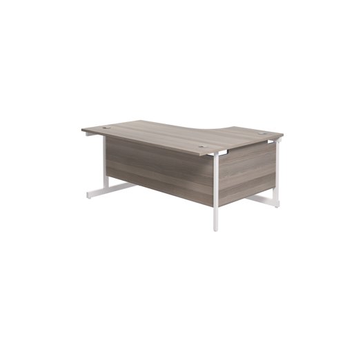 Jemini Radial Left Hand Cantilever Desk 1800x1200x730mm Grey Oak/White KF802095 Office Desks KF802095
