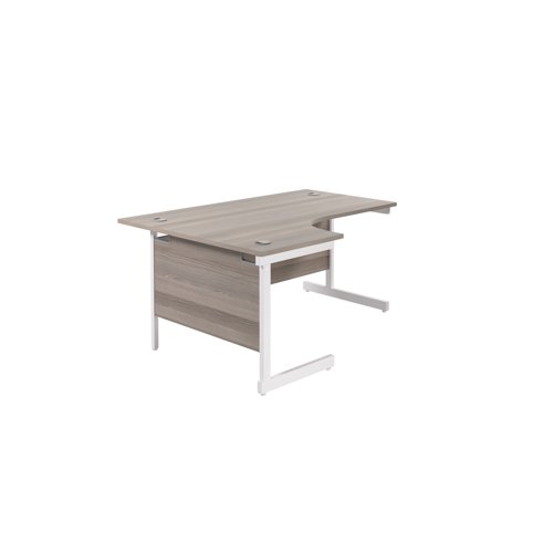 Jemini Radial Left Hand Cantilever Desk 1800x1200x730mm Grey Oak/White KF802095
