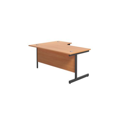 Jemini Radial Right Hand Cantilever Desk 1800x1200x730mm Dark Walnut/White KF802191