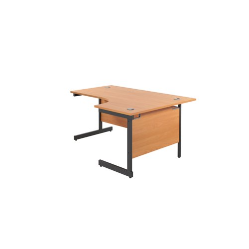 Jemini Radial Right Hand Cantilever Desk 1800x1200x730mm Dark Walnut/White KF802191