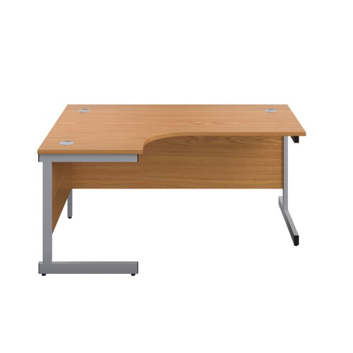First Radial Left Hand Desk 1600x1200x730mm Nova Oak/Silver KF803027 - VOW - KF803027 - McArdle Computer and Office Supplies