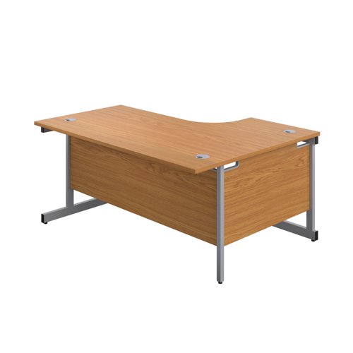 First Radial Left Hand Desk 1600x1200x730mm Nova Oak/Silver KF803027