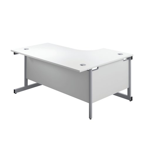 First Radial Left Hand Desk 1600x1200x730mm White/Silver KF803034