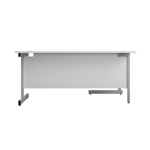 First Radial Left Hand Desk 1600x1200x730mm White/Silver KF803034 VOW