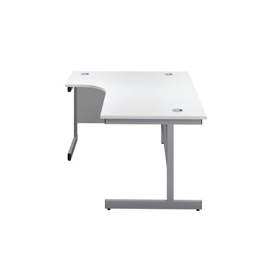 First Radial Left Hand Desk 1600x1200x730mm White/Silver KF803034 - VOW - KF803034 - McArdle Computer and Office Supplies