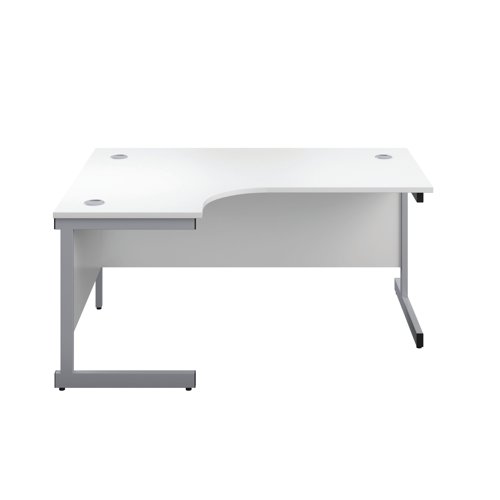 First Radial Left Hand Desk 1600x1200x730mm White/Silver KF803034 VOW