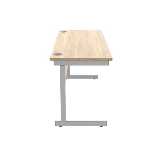 Astin Rectangular Single Upright Cantilever Desk 1600x600x730mm Canadian Oak/Silver KF803037