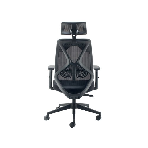 The Arista Stealth is an ergonomically designed high back office chair with adjustable headrest and height adjustable armrests. The office chair has an upholstered seat and mesh back for increased air flow and added comfort. Featuring synchro mechanism with tilt torsion control, seat slide and an adjustable lumbar support. Recommended usage of up to 8 hours.