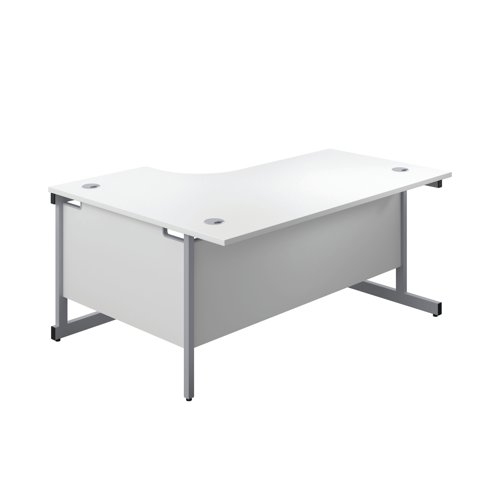 First Radial Right Hand Desk 1600x1200x730mm White/Silver KF803065