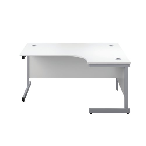 First Radial Right Hand Desk 1600x1200x730mm White/Silver KF803065 - VOW - KF803065 - McArdle Computer and Office Supplies