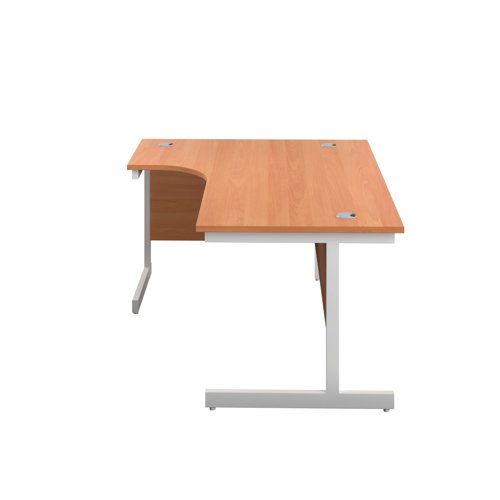 First Radial Left Hand Desk 1600x1200x730mm Beech/White KF803072 - VOW - KF803072 - McArdle Computer and Office Supplies
