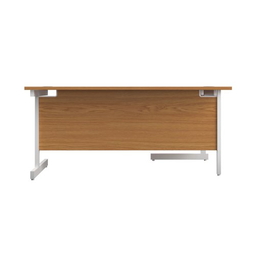 First Radial Left Hand Desk 1600x1200x730mm Nova Oak/White KF803089 - VOW - KF803089 - McArdle Computer and Office Supplies