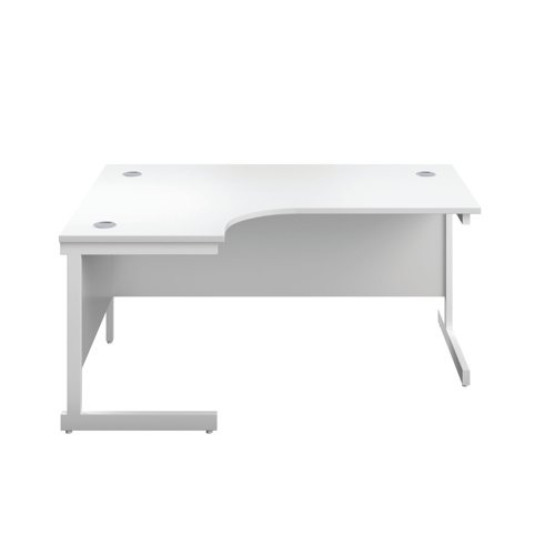 First Radial Left Hand Desk 1600x1200x730mm White/White KF803096 - VOW - KF803096 - McArdle Computer and Office Supplies