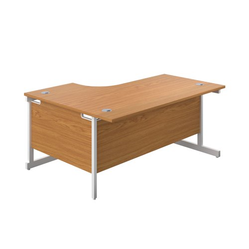 First Radial Right Hand Desk 1600x1200x730mm Nova Oak/White KF803119 - VOW - KF803119 - McArdle Computer and Office Supplies