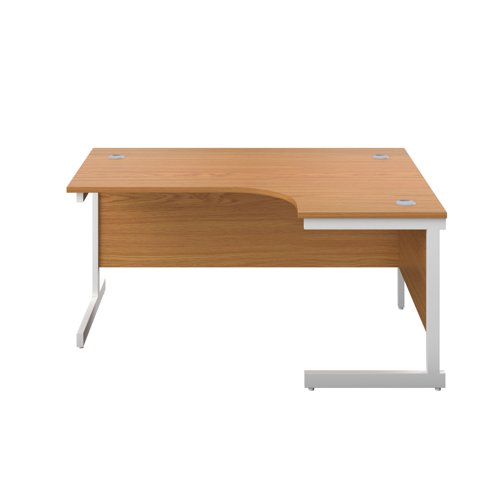 First Radial Right Hand Desk 1600x1200x730mm Nova Oak/White KF803119 - VOW - KF803119 - McArdle Computer and Office Supplies