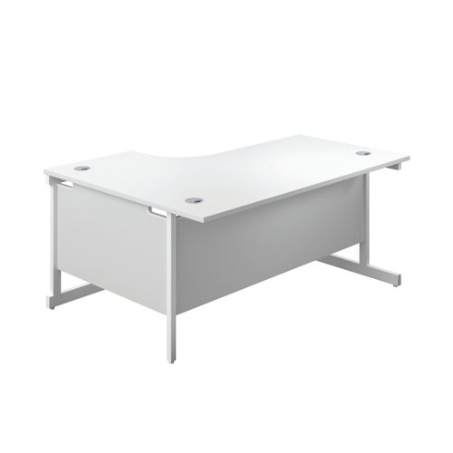 First Radial Right Hand Desk 1600x1200x730mm White/White KF803126 - VOW - KF803126 - McArdle Computer and Office Supplies