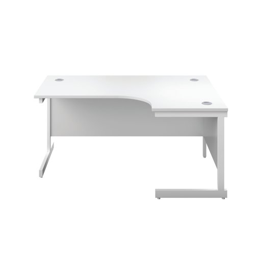 First Radial Right Hand Desk 1600x1200x730mm White/White KF803126 - VOW - KF803126 - McArdle Computer and Office Supplies