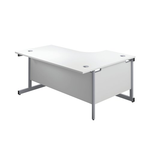 First Radial Left Hand Desk 1800x1200x730mm White/Silver KF803157 VOW