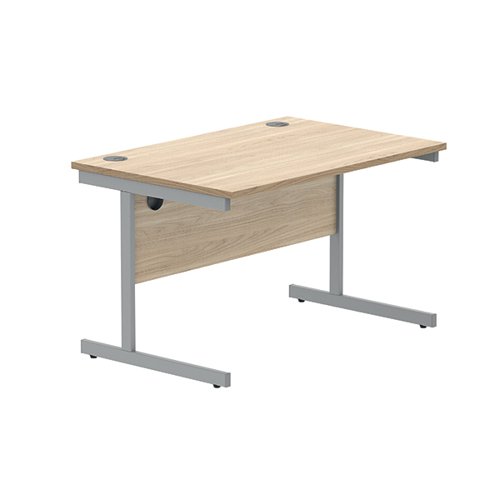 Astin Rectangular Single Upright Cantilever Desk 1200x800x730mm Canadian Oak/Silver KF803158