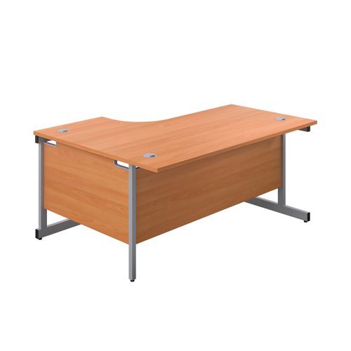 First Radial Right Hand Desk 1800x1200x730mm Beech/Silver KF803164 VOW