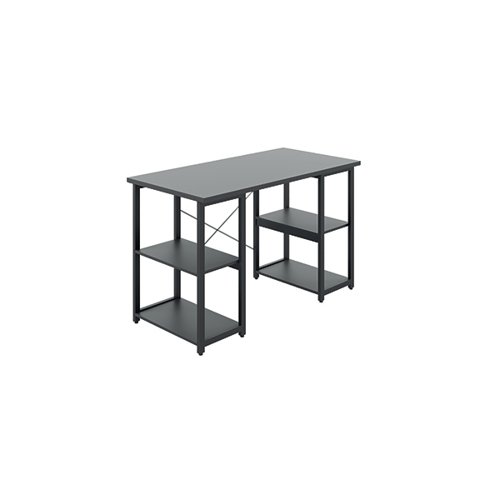 Jemini Soho Desk with Straight Shelves 1200x600x770mm Black/Black Leg KF80317