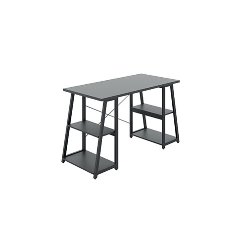Jemini Soho Desk with Angled Shelves Black/Black Leg KF80318