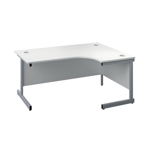 First Radial Right Hand Desk 1800x1200x730mm White/Silver KF803188