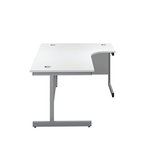 First Radial Right Hand Desk 1800x1200x730mm White/Silver KF803188 VOW