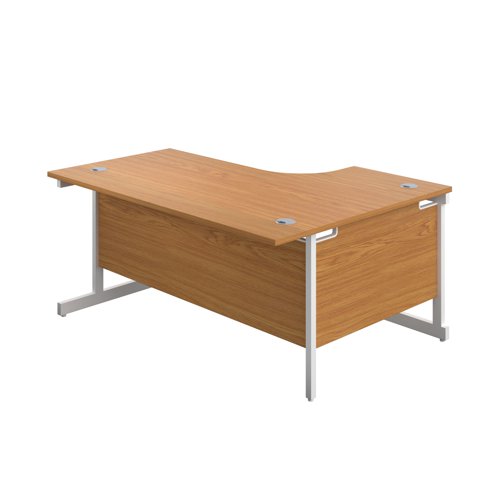 First Radial Left Hand Desk 1800x1200x730mm Nova Oak/White KF803201 - VOW - KF803201 - McArdle Computer and Office Supplies