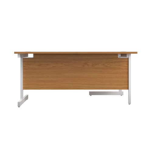 First Radial Left Hand Desk 1800x1200x730mm Nova Oak/White KF803201 - VOW - KF803201 - McArdle Computer and Office Supplies