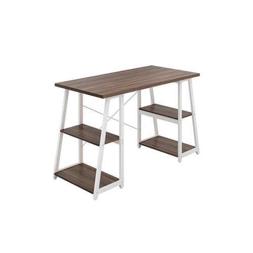 Jemini Soho Desk with Angled Shelves 1200x600x770mm Dark Walnut/White Leg KF80324