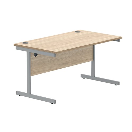 Astin Rectangular Single Upright Cantilever Desk 1400x800x730mm Canadian Oak/Silver KF803288 - KF803288