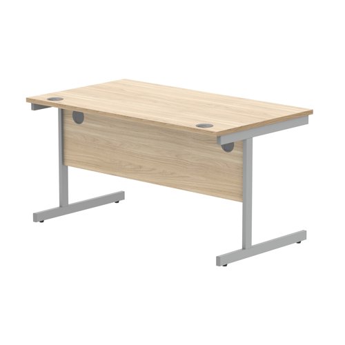Astin Rectangular Single Upright Cantilever Desk 1400x800x730mm Canadian Oak/Silver KF803288 - KF803288