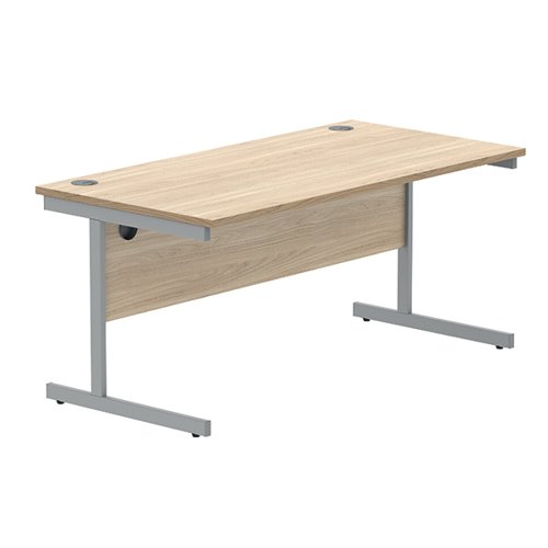 Astin Rectangular Single Upright Cantilever Desk 1600x800x730mm Canadian Oak/Silver KF803297