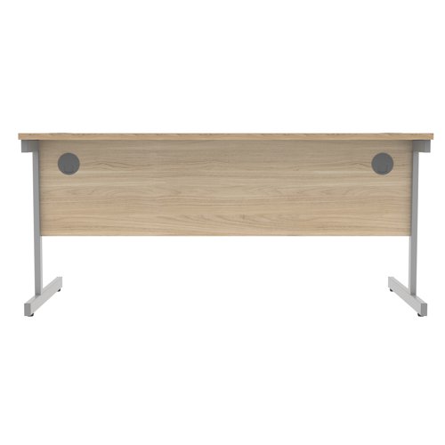 Astin Rectangular Single Upright Cantilever Desk 1600x800x730mm Canadian Oak/Silver KF803297